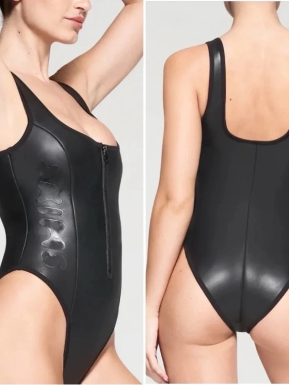 🔥 SKIMS Rubberized Scuba Swim, One Piece OP – BRF – 3164 Onyx (M) NWT